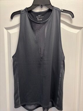 Nike Dark Gray Mesh V-Neck Performance Tank